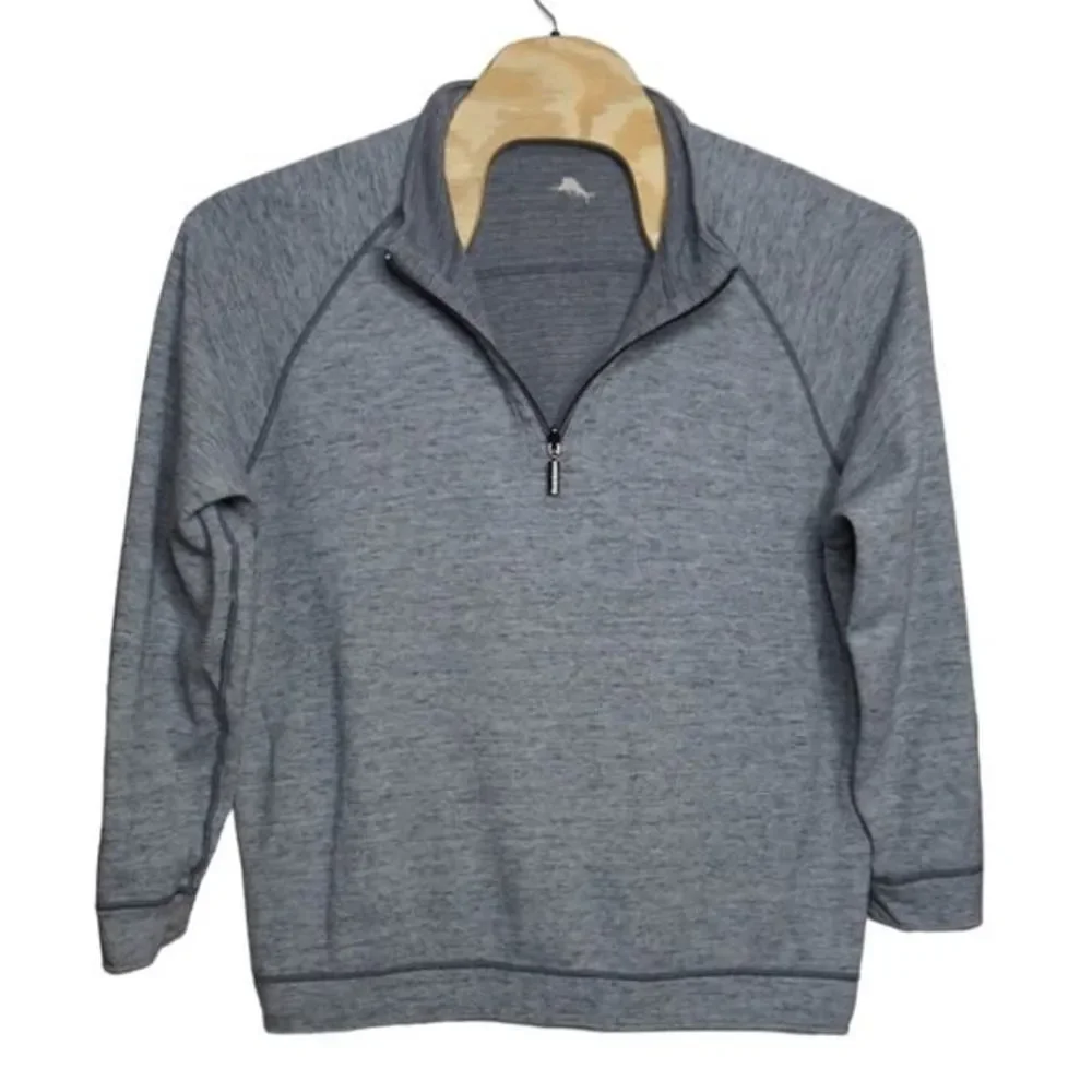Tommy Bahama Men's Reversible‎ Sz 2X Gray Cotton Long Sleeve 1/4 Zip Pullover